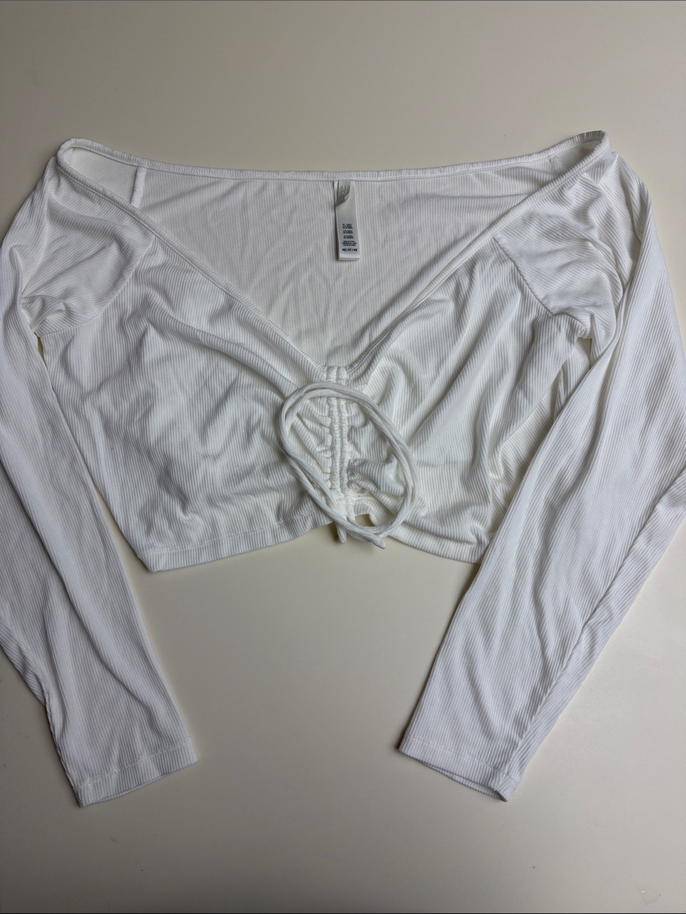 SKIMS Soft Lounge Long Sleeve Crop Top with Front Tie in Marble 4X